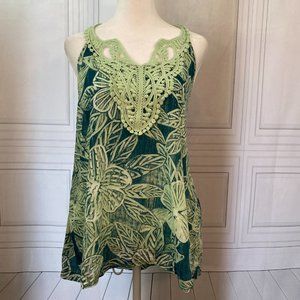 Honolua Wahine Green Print Cotton Halter Top M